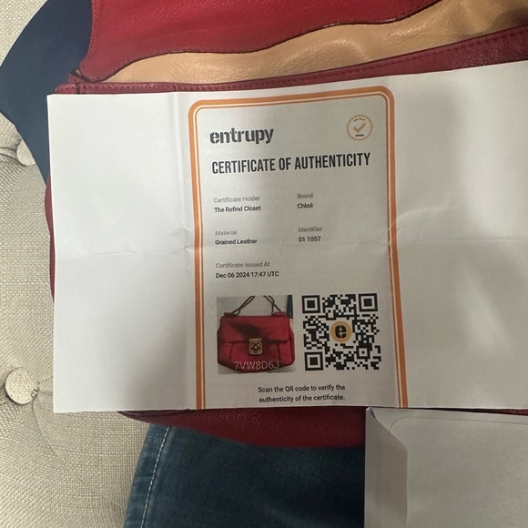 Chloe Red Leather Shoulder Bag - Picture 11 of 11